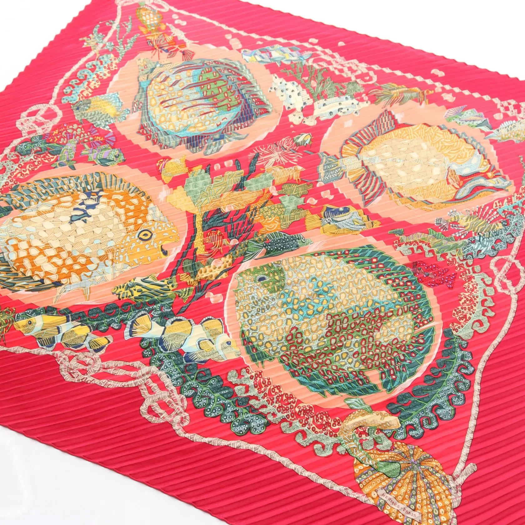 Pre-owned HERMÈS Silk Small Leather Goods Hermes Carre Plisse Grands Fonds Scarf