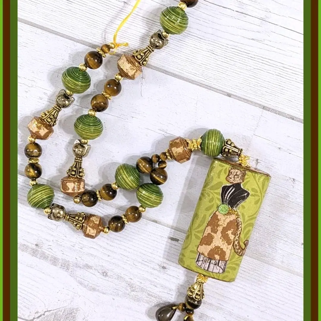 Handmade Funky Leopard Paper Bead Set
