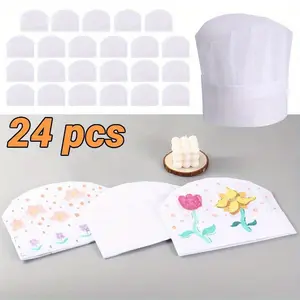 Disposable Bakery Hats, 24PCS Chef Hats 7.9 inch Tall White Chef Kitchen Caps for Cooking, Baking, Party Favors, Cooking Course