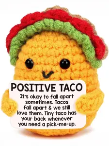 Mini Emotional Taco Support Christmas Birthday Gifts for Women Men Bosses Day Friend Sister Mom Dad Husband Coworker Thanksgiving Inspirational Self Care Gifts Decorations Positive Crochet Animals Cuddly Stuffed Animal