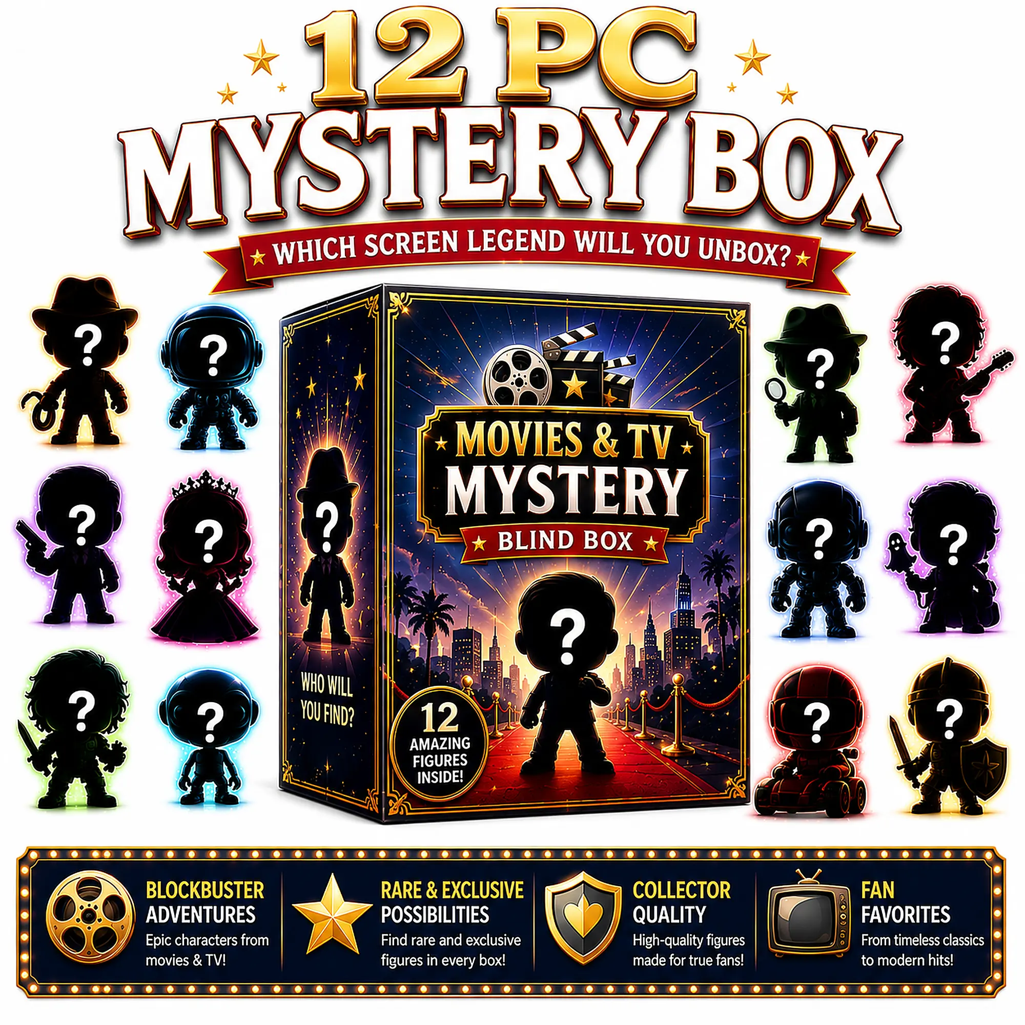 Funko Movie & TV Mystery Blind Box Case | 12-Pack Funko Pops