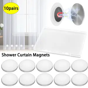 10 Pairs of White Magnetic Shower Curtain Weights Circular Durable Detachable for Curtains Tablecloths Bathrooms Bedrooms Offices with Strong Magnetic Strength and Stylish Design