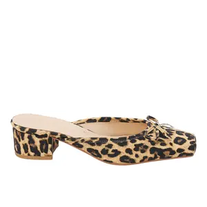 COCONUTS by Matisse Womens Geneva Leopard Square Toe Block Mules Dress Casual Casual Low Heel 1-2" - Brown