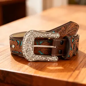 Vintage Western Cowboy Feather Belt Statement Buckle Unisex Cowgirl Streetwear Y2K
