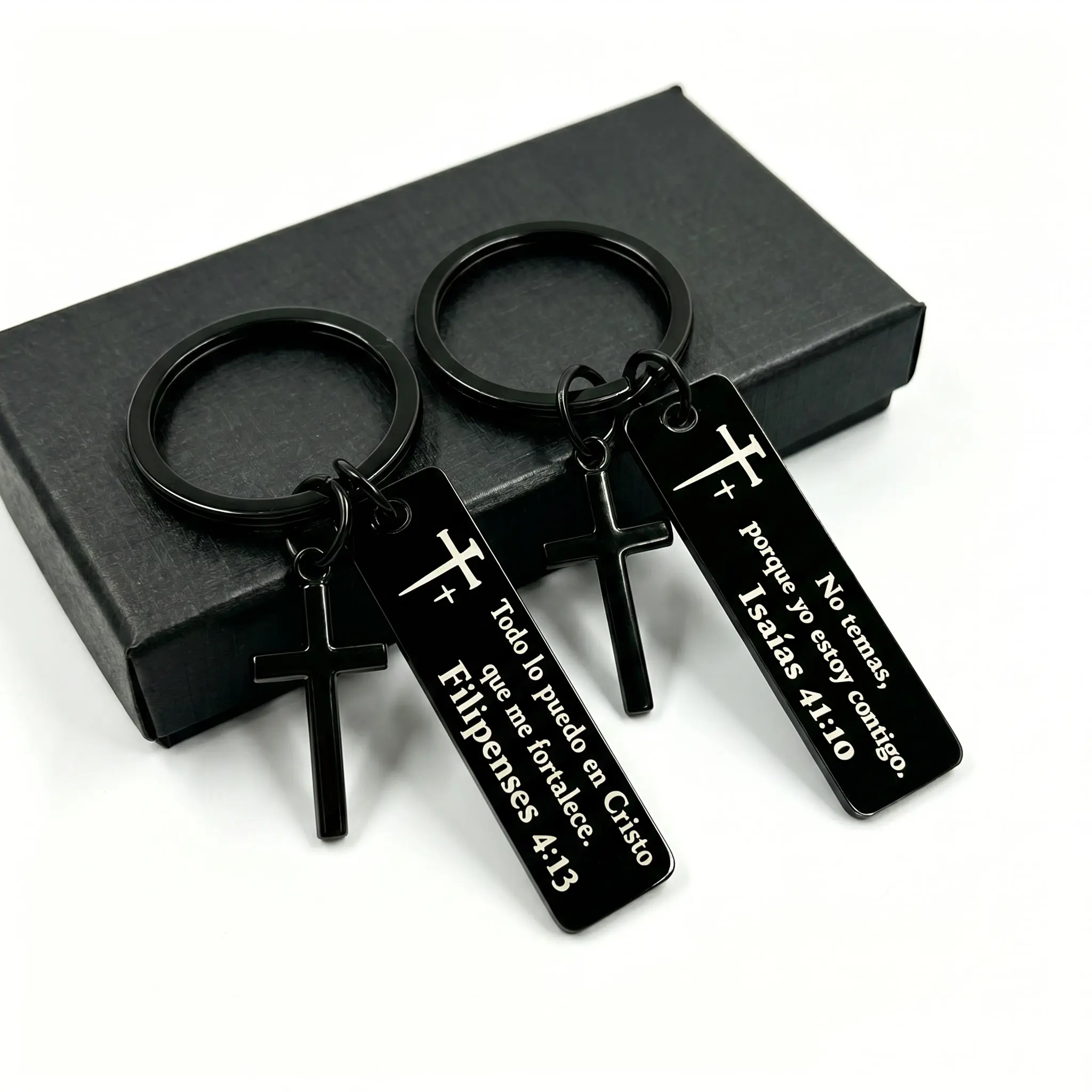 HOLDNEAR Elegant Durable High-Polished Rust-Resistant Stainless Steel Mini Cross Keychain with Philippians Verse Pendant, Christian Jewelry Gift with Jewelry Box, Daily Religious Love Gift for Christians