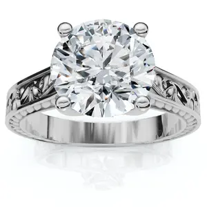 2 1/2ct Solitaire Certified Diamond Engagement Vintage Ring 14k Gold Lab Grown