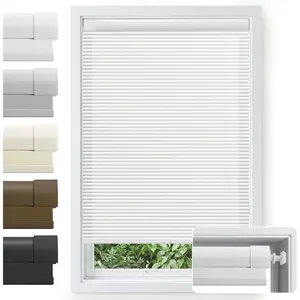 No Drill Cordless Cellular Shades, 30s Easy Install Honeycomb Window Shades, Blackout Thermal Insulated Blinds for Bedroom Kitchen Bathroom (White, 22" W x 48" H)