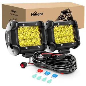 Nilight LED Light Bar 2PCS 4Inch 36W Amber Triple Row Spot LED Light Bar 3600LM Waterproof LED Off Road Lights with 16AWG Wiring Harness  dealsforyoudays