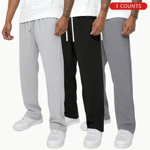 Clean Gent Solid Color Men's Casual Jogger Pants with Drawstring Waistband - Basic Sweatpants, Stylish & Comfortable - Suitable for Everyday Wear Straight-Leg Sports Running Pants, All-Season Regular Fit Sporty Comfy Breathable