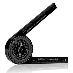 Aluminum Miter Saw Protractor, Rust-Proof Precision Laser Engraved Angle Finder with Built-in Rulers for Carpentry, Crown Molding, Baseboard & Food Scale