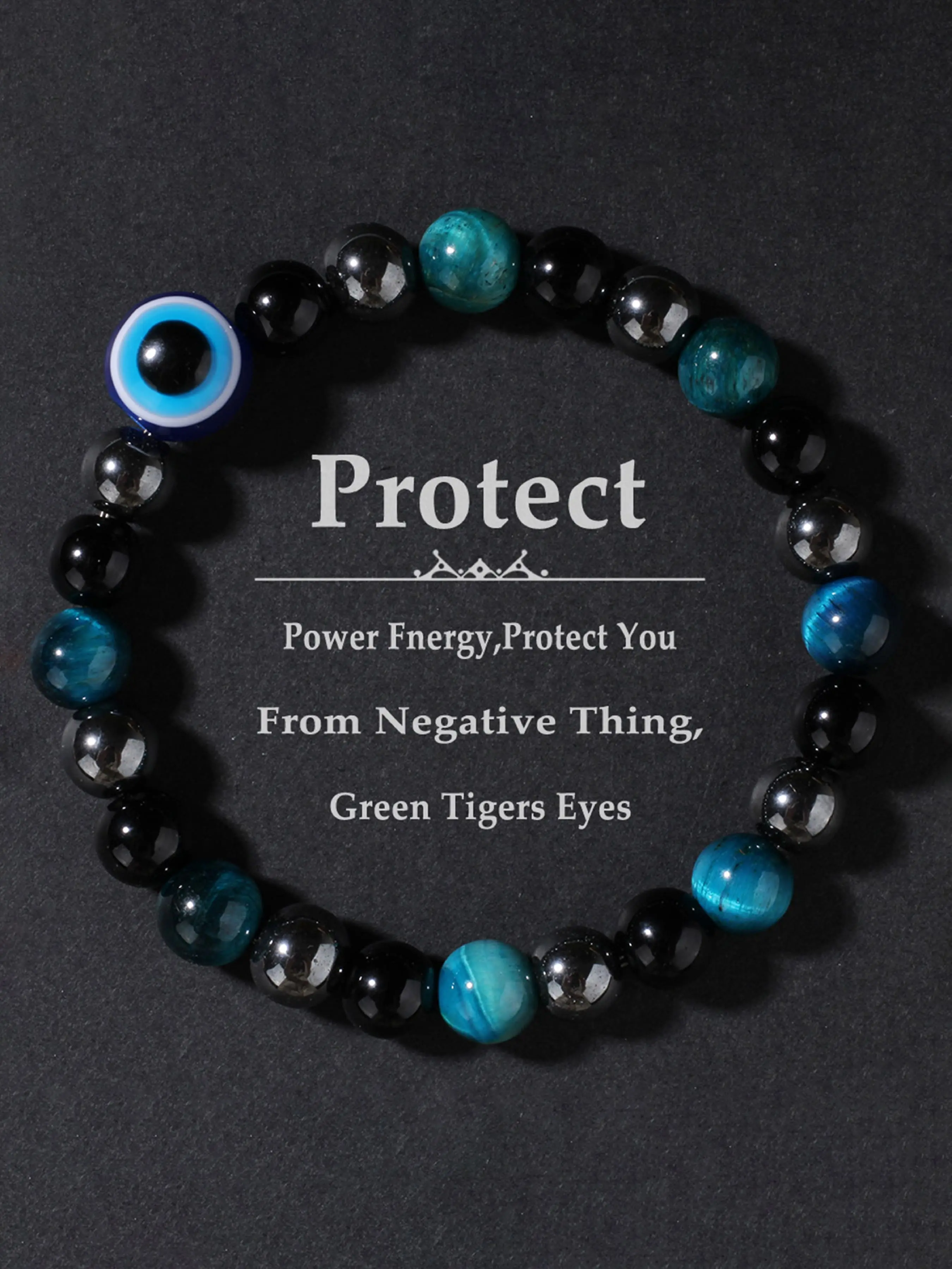 Evil Eye Protection Bracelet, Handmade Blue Tiger Eye Crystal Beads, Unisex Fashion Accessory, Ideal for Meditation and Energy Healing
