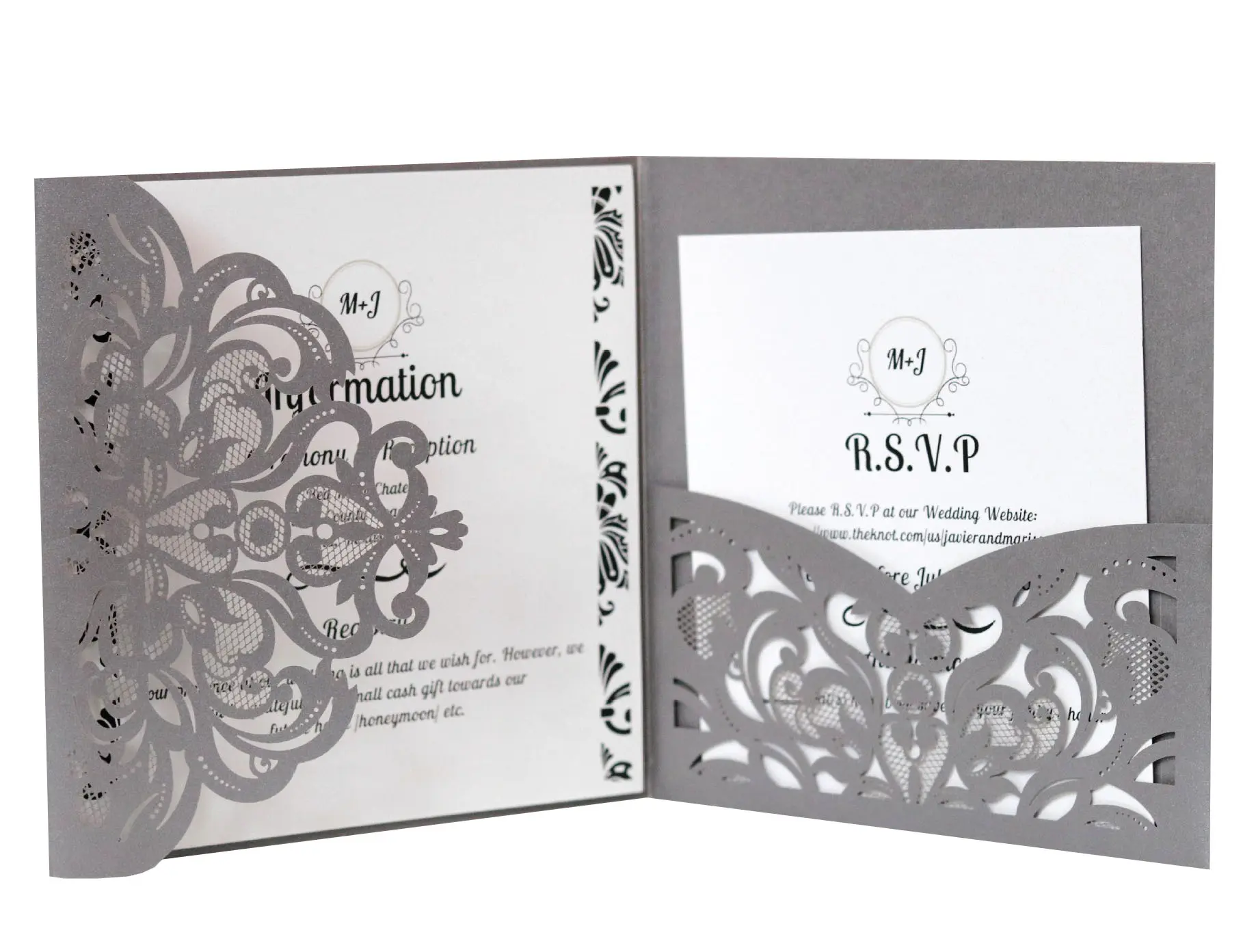 Floral Laser Cut Invitation Cards - European-Western Style Wedding Supplies for Hotel Events, Business Gatherings