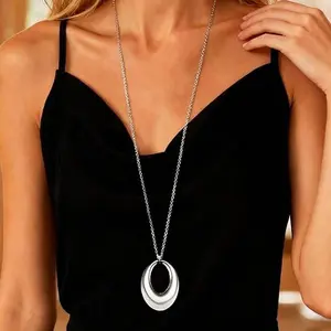 ChicBijoux S Pendant Necklace Chunky Gold Ncklace Silver Large Pendant Necklaces Statement Long Silver Necklaces for Women Dress Accessories Jewelry Gift