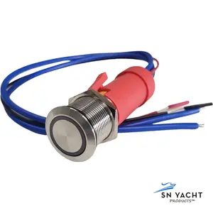 Marine 19 mm LED Waterproof Push Button Switch — 316 Stainless Steel, 12 V / 20 A, IP67