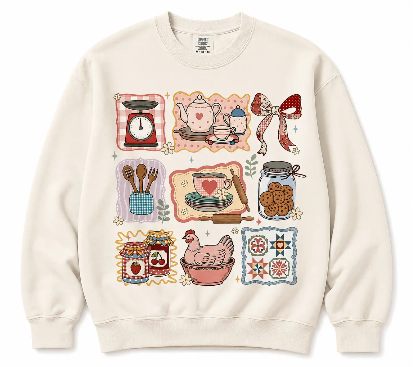 Vintage Inspired Grandma Shirt, Cozy Kitchen Patchwork Graphic Tee, Baking Cottagecore T-Shirt, Cute Grandma Gift, Unisex Crew Neck T-shirt