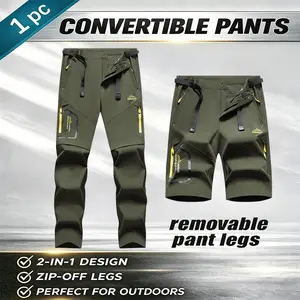 Men’s multifunctional casual pants with zippered pockets, belt, and detachable pant legs; waterproof and windproof outdoor activity pants suitable for dates, everyday wear, commuting, and sports; ideal for all seasons.