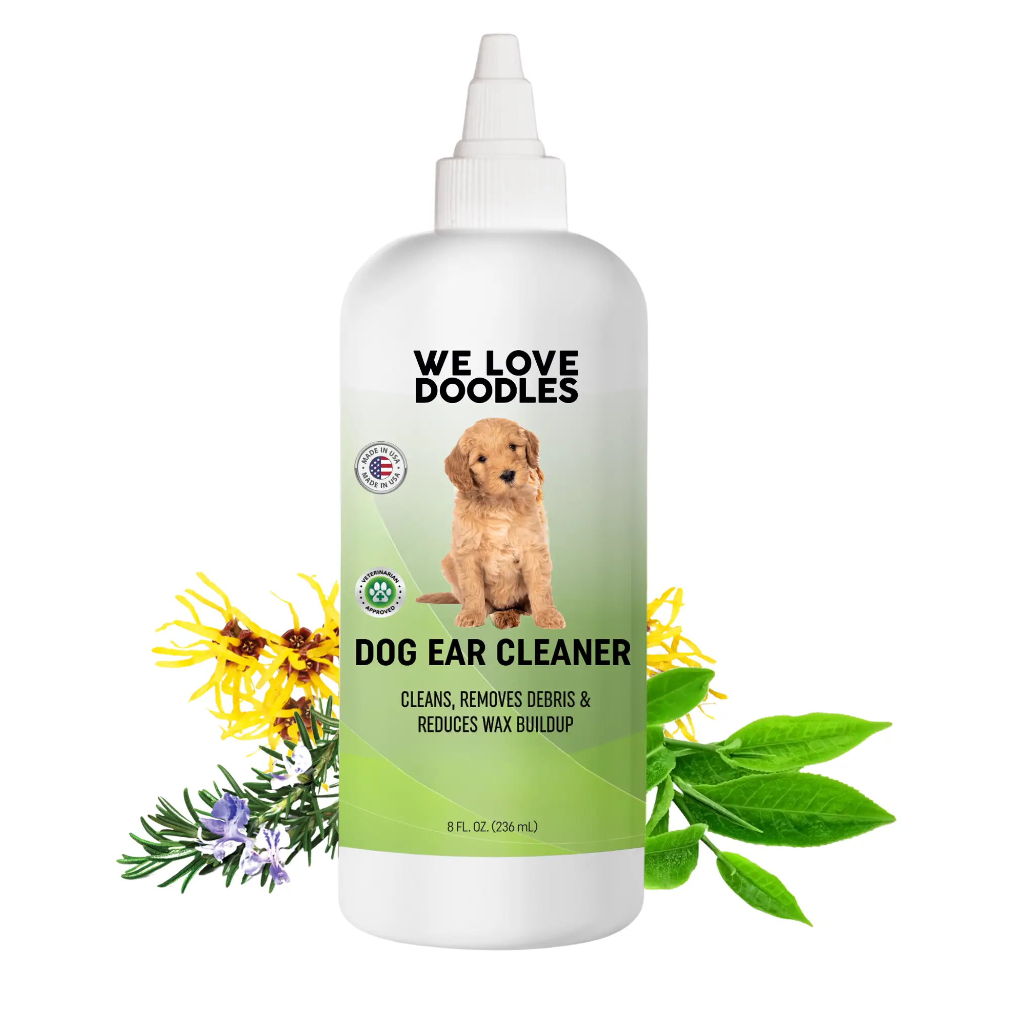 Dog Ear Cleaner | Ear Wash for Dogs | Made in USA | Natural | Clean Ear Drops | Prevents Infection, Itching & Odor | Puppy Ear Cleanser | Pet Cleaning