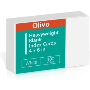 Blank Index Cards 4x6 Unlined Unruled Flash Note Cards 4" x 6", White, 100 Count, 220 GSM Heavy Weight