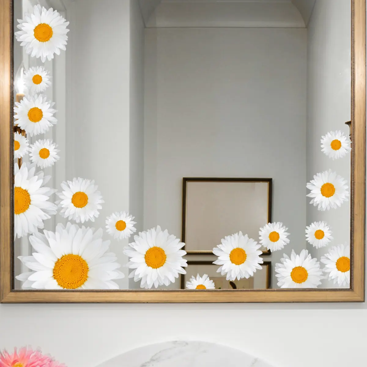 A piece of (30*40cm) plant and flower small daisy wall sticker, mirror, glass, window sticker, home decoration wall sticker, self-adhesive wholesale, Floral Pattern Sticker (CT4042-ZC)