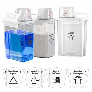 3 Pack] Liquid Laundry Detergent Dispenser For Laundry Room Organization And Storage, 61oz Large Capacity Laundry Soap Containers With 12 Removable Labels, BPA Free & PET Plastic Clear