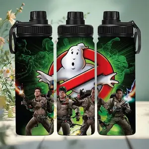 1pc 20oz Stainless Steel Thermos Mug, Ghostbusters | Classic Logo Retro Style Portable Sports Mug with Handle and Leak-proof Lid. Suitable for outdoor camping and indoor fitness. A personalized gift for birthdays/holidays, perfect for family and friends