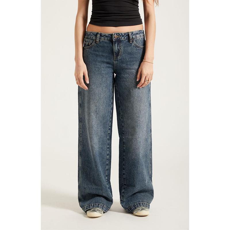 Pacsun Women's Casey Low Rise Baggy Jeans Dark Indigo Tint