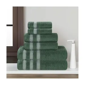 Superior 6pc Soft Zero Twist Cotton Ribbed Plush Towel Set