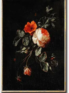 Large Peony Flower Wall Art Flowers on Black Background Painting Black and White Rose Picture Black and White Flower Prints Vintage Peony Poster...