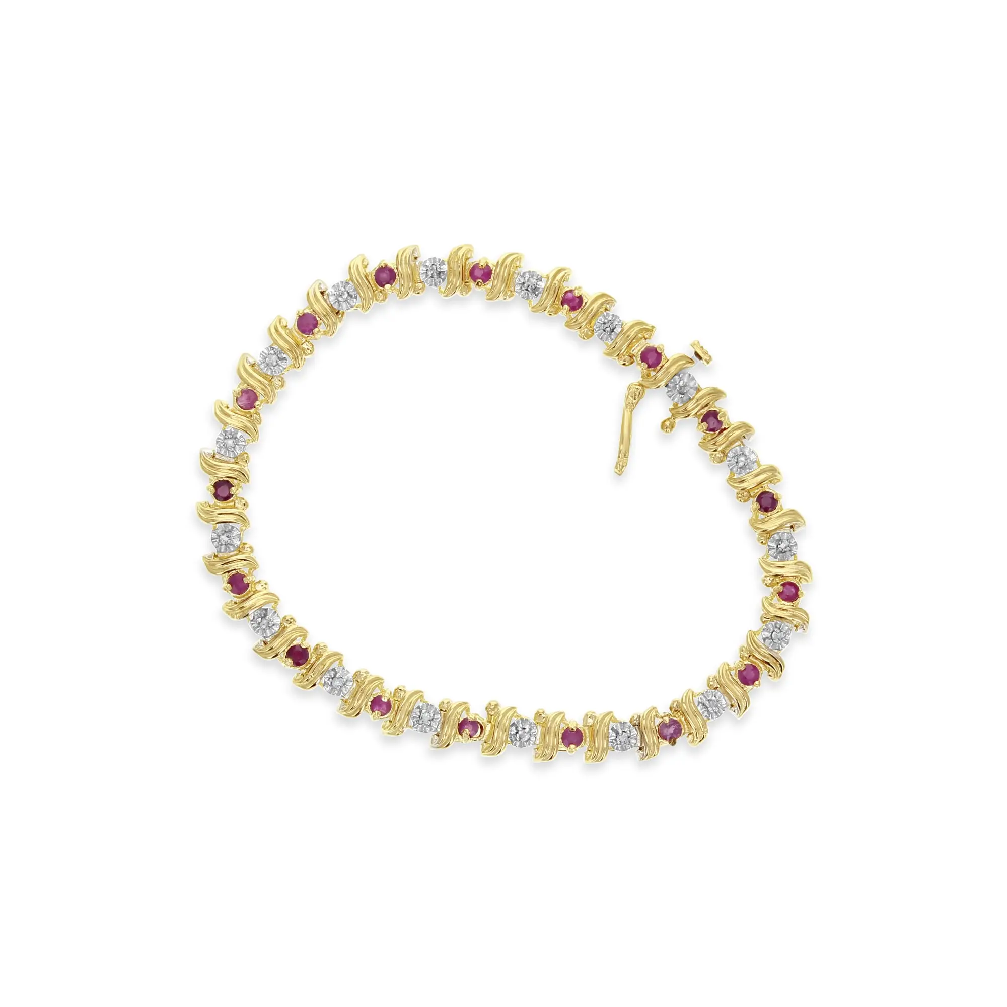 2 Carat S Style Diamond & Ruby Tennis Bracelet