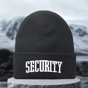 S&T 1 piece Unisex 'SECURITY' Logo Knitted Hat, Multiple Colors Available, Suitable for Hiking, Camping, Skiing, Cycling, Trekking, Fishing, and Other Outdoor Activities, Warm and Versatile Knitted Hat