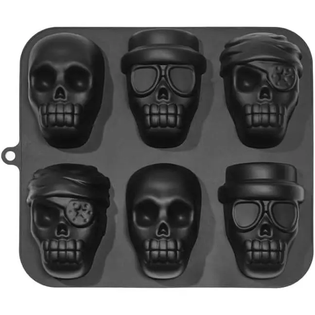 Halloween skull cake pan  mold, 6 cavities pirate skull 3D  mold baking pan, suitable for bread, mousse cake,muffins,etc.