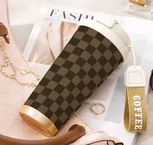 Classic Checkered Design Stainless Steel Travel Tumbler