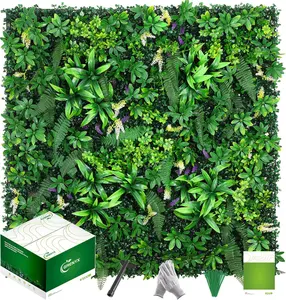 Artificial Grass Wall Panels 20x20 (12pcs) - UV Protected  Fence Screen, Hedge Green Wall Decor BackdropRealistic  Grass Backdrop for Indoor Weddings & Outdoor Gardens