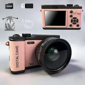 Digital Camera with Auto Focus, Detachable Wide Angle Lens, 16x Magnification, 32GB Storage Card, Ideal Gift for Photography Beginners
