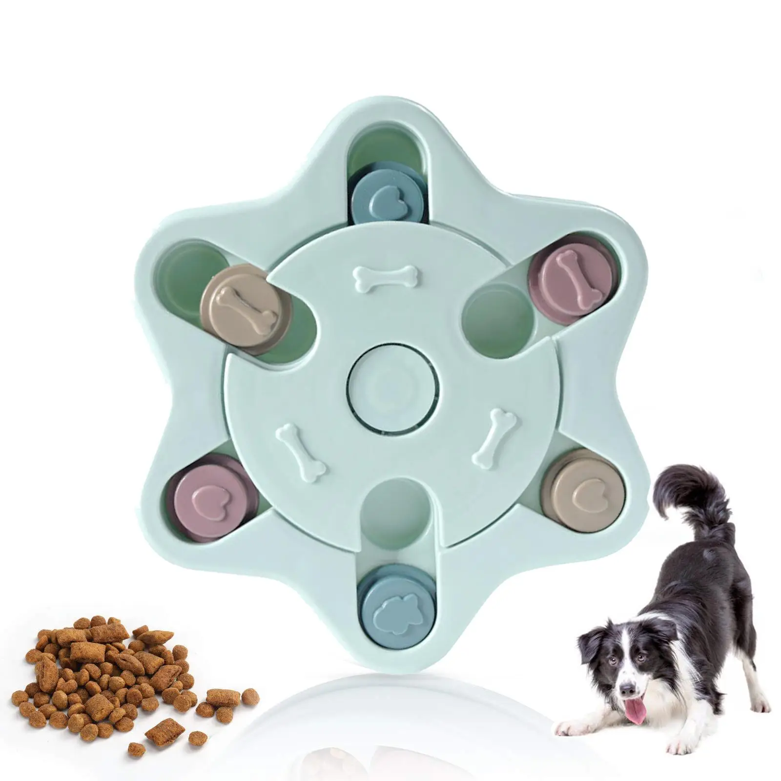 Cat Dog Food Puzzle Feeder Toy, Food Dispensing Puzzle Toy, Pet Appetite Control Slow Feeder for Training Pets