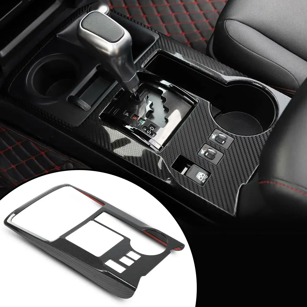 CROSSDESIGN Sturdy Carbon Look Car Center Console Gear Shift Panel Trim, Luxury Aftermarket Interior Decoration Scratch Guard, Fit for 4Runner 2010+ Vehicle Molding Accessory