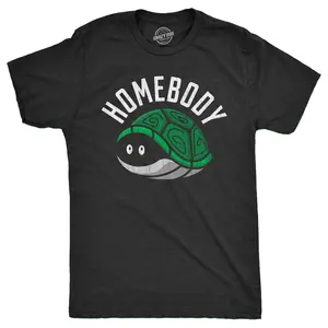Mens Homebody T Shirt Funny Introverted Turtle Shell Joke Tee for Guys Mens Funny T Shirts Cool Vintage Fashion T-Shirt Gift Classic Menswear Sarcastic Apparel for Men Funny Introvert Short Sleeve Novelty Tees Black -