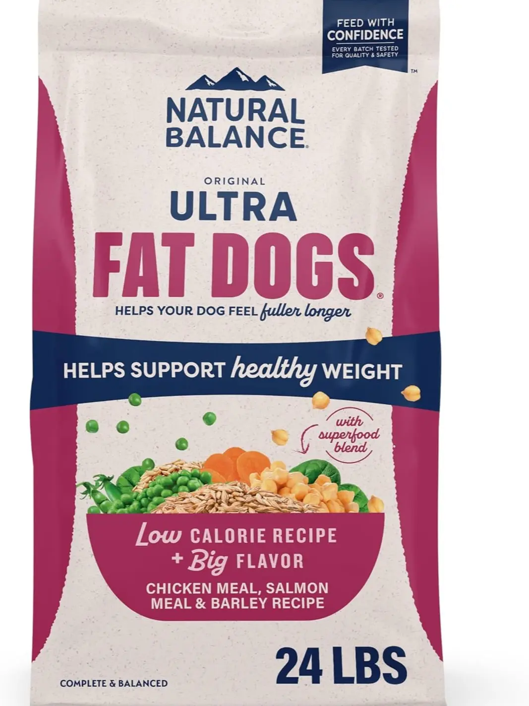 Natural Balance Original Ultra Fat Dogs Chicken Meal, Salmon Meal & Barley Recipe Adult Dry Dog Food, 24 lbs.