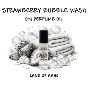 STRAWBERRY BUBBLE WASH 5ml Perfume Oil - Roll On Rollerball Fragrance - Strawberry Bubble Gum Fresh Laundry Sweet Fruity Clean Spring Summer Scent