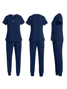 Men's Elastic Quick Drying Care Scrub Set Short Sleeved Doctor's Uniform Beauty Salon Pharmacy Technician Work Uniform