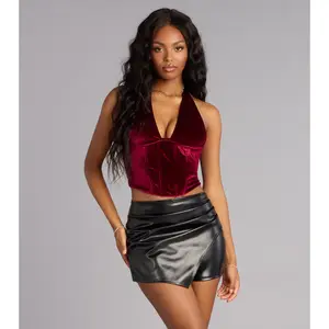 Cool-Girl Vibes Faux Leather Wrap Skort