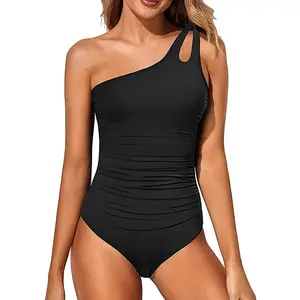Wonen' One Shoulder One Piece Swimsuit for Women Tummy Control Bathing Suits Modest Full Coverage Swimwear