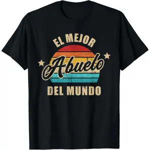 100% Cotton El mejor abuelo del mundo vintage retro T-Shirt