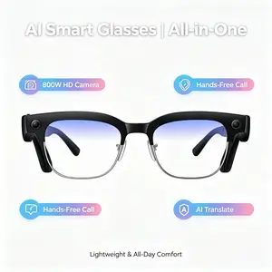 Smart Bluetooth-compatible Glasses, Dual Microphone Noise Cancellation, 12 Hours Playtime, Ai Object Recognition, Multi-Language APP Support, Wearable Smart Glasses