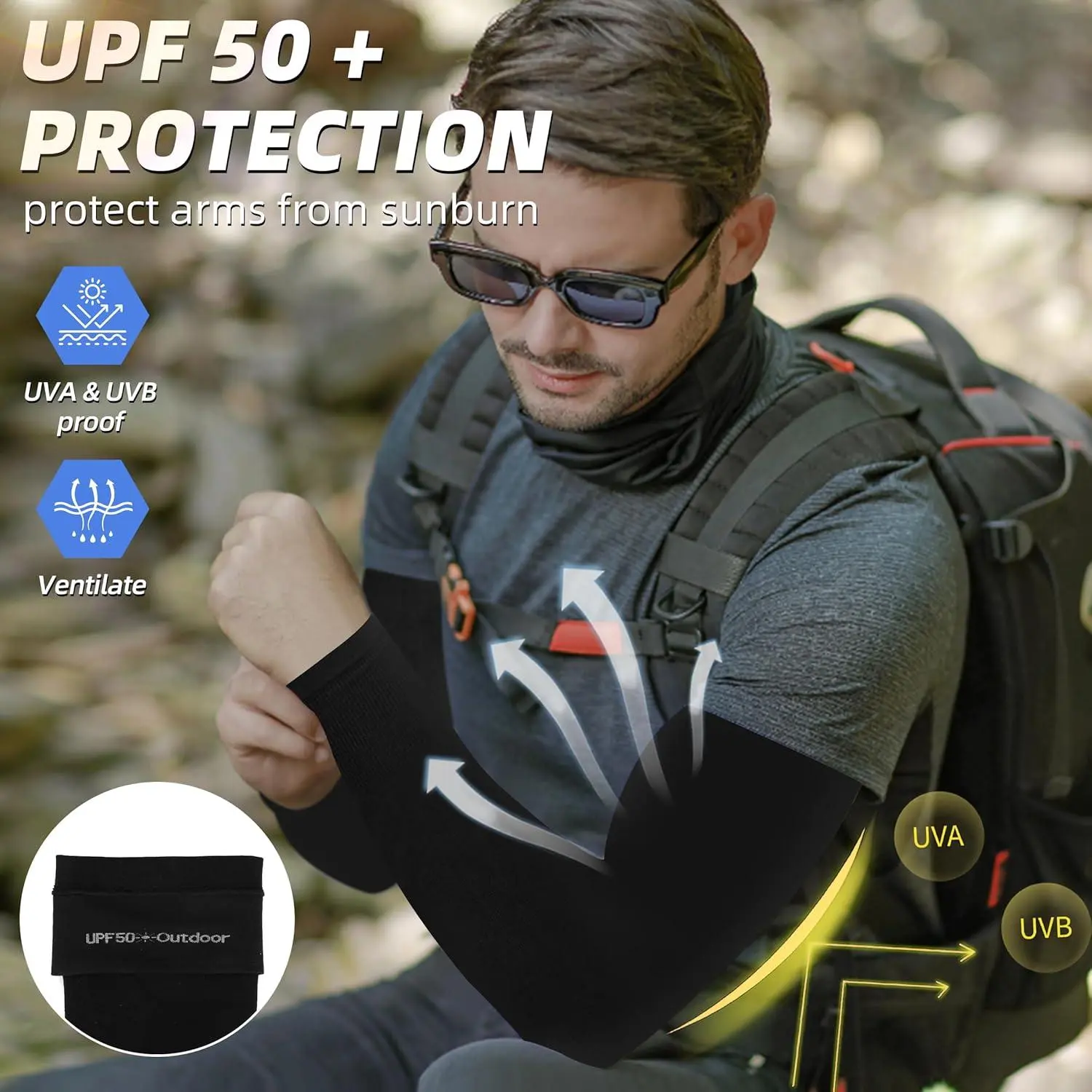 UV Sun Protection Arm Sleeves UPF 50+ - Sports Cooling Arm Compression Sleeves for Men Women Teenager - Breathable Stretchable Sunblock Sleeve Covers for Outdoor Running Cycling Golf Fishing Hiking Workout Activities UV Sun Protection Arm Sleeves UPF 50+ - Sports Cooling Arm Compression Sleeves for Men Women Teenager - Breathable Stretchable Sunblock Sleeve Covers for Outdoor Running Cycling Golf Fishing Hiking Workout Activities