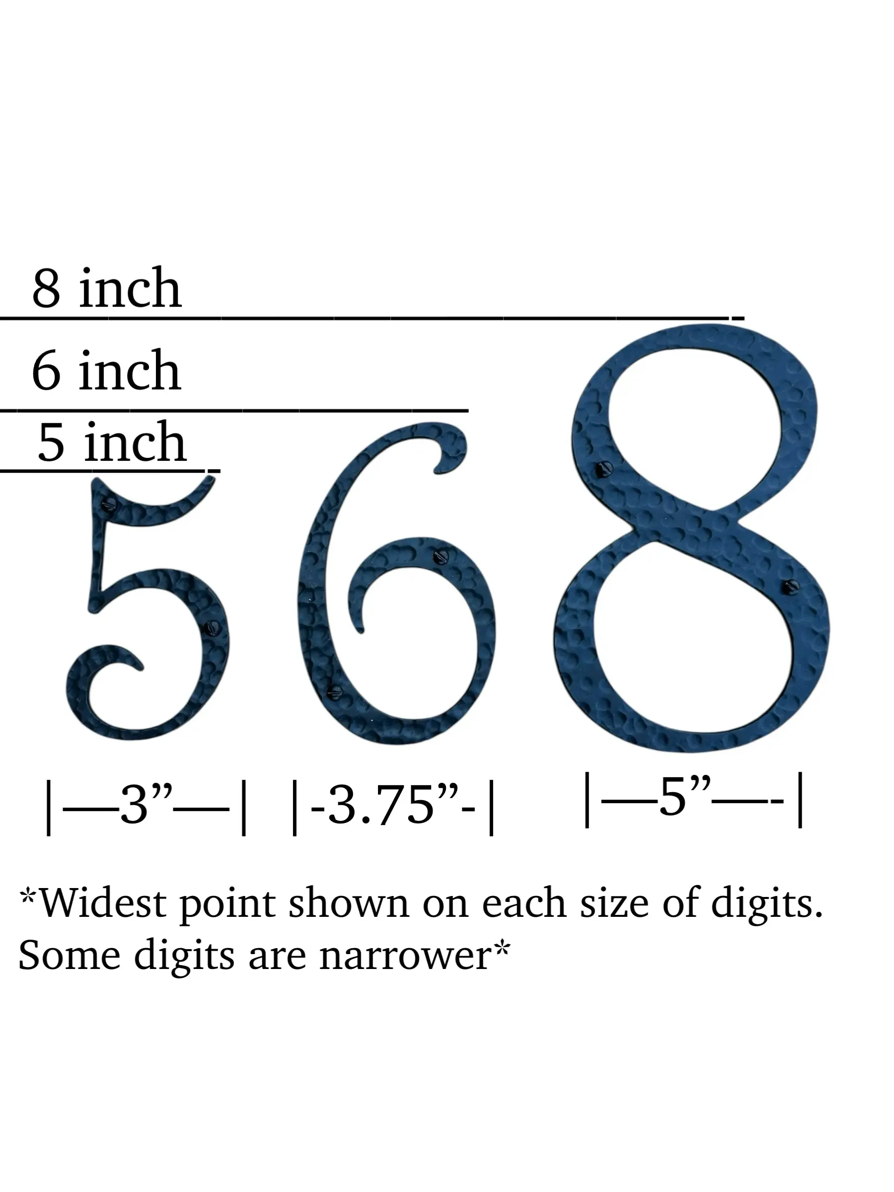 Hammered Spanish Mediterranean Iron Address Numbers New Sizes