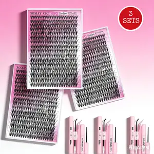3 Sets DIY Individual Eyelash Extension Kit，320PCS with LashBond & Seal, Eyelash Tweezers, EyelashRemover, EyeMakeup EnhancementProducts,DIY Lash Extension for Beginners, Mother's Day Gift