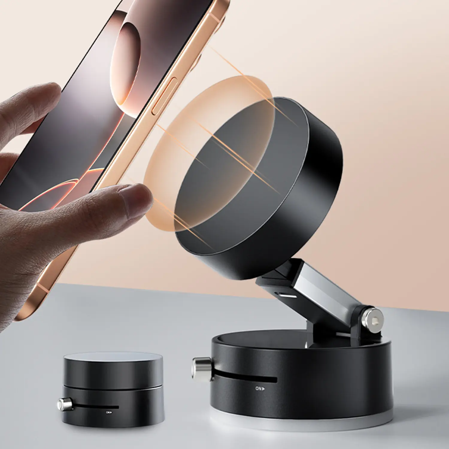 Magnetic Phone Car Holder, Suction Cup Holder, Manual Vacuum Suction Cup Fixation Strong Magnetic Attraction Stretchable Mobile Phone Holder 360 Degree Adjustment Tablet Stand Car Gym