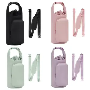 Insulated Water Bottle Holder with Wallet, Drink Carrier, 1 Count Adjustable Shoulder Strap for Hiking & Travel, Convenient Carry Solution for 32oz & 40oz Bottles, Tumbler, Drinkware