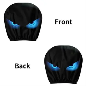 2-Pack Cool Blue Evil Eye Print Car Headrest Covers, Creative Interior Decor, Unfilled Seat Cushion Protectors, Made of Durable Easy-Clean Material